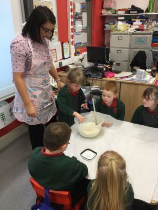Mrs Weeks year 1 making Pancakes (Miss Liggett)