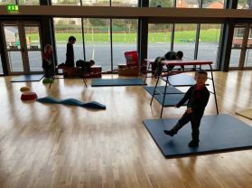 PE fun using the large apparatus in Mrs Callaghan’s Class