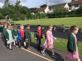 Mrs McDonald’s class on their sponsored walk today.